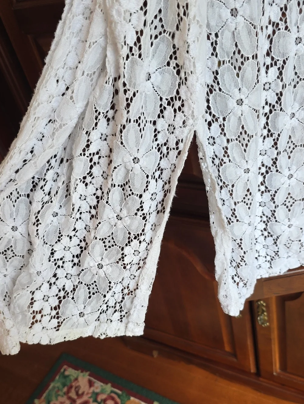 Slinky Brand Floral Crochet Lace Duster Kimono Robe XL